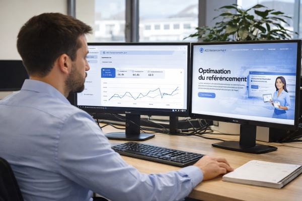 Analyse SEO dans un bureau moderne